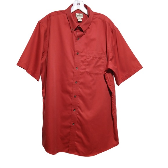 L.L. Bean Other - LL Bean Mens‎ Large Tall Red Short Sleeve Button Down Shirt 100% Cotton 264081